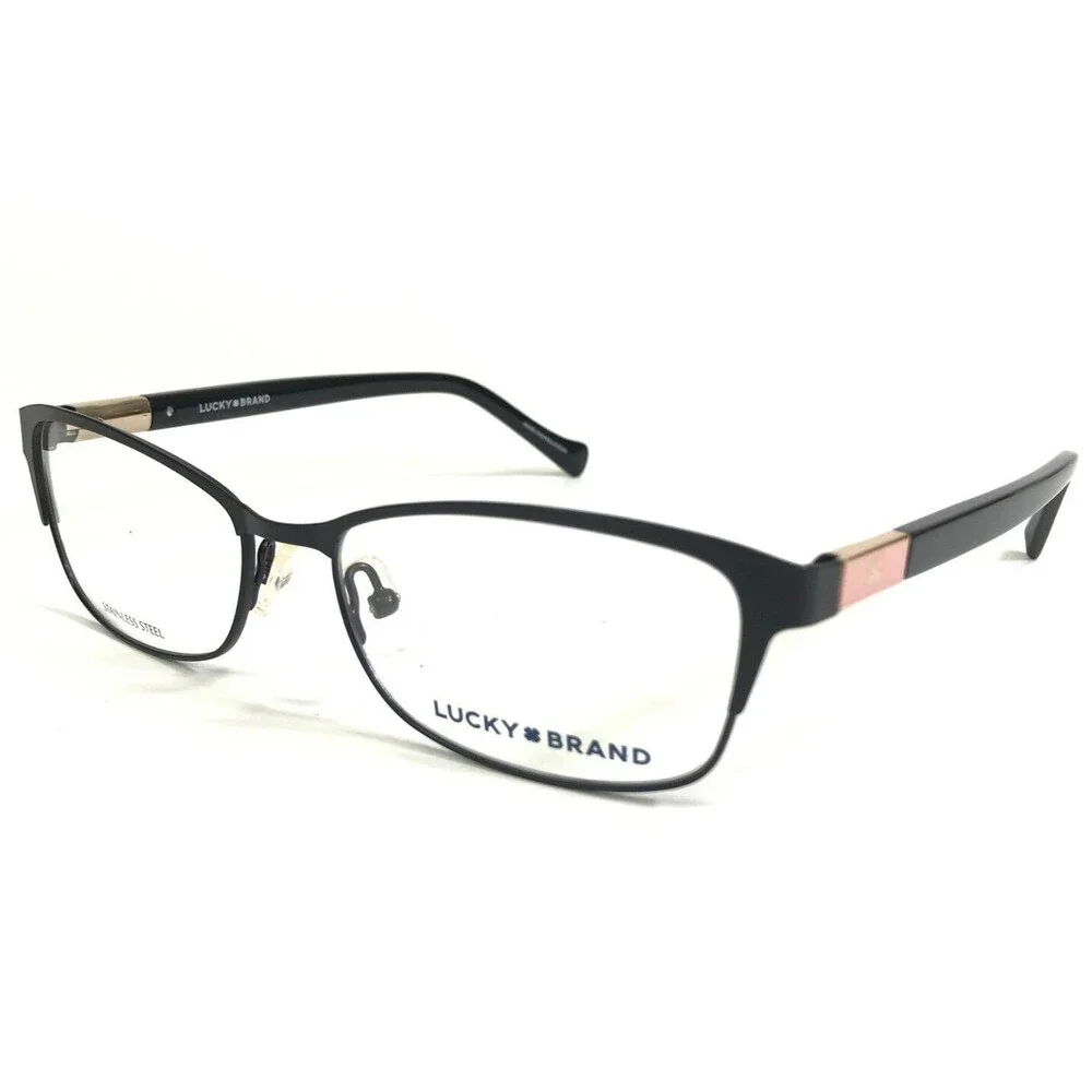 Lucky Brand Eyeglasses Frames D119 BLACK Gold Pink Cat Eye Wire Rim 53-16-140